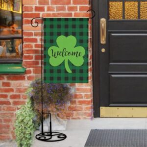 St Patricks Day Garden Flag 12.5x18 Vertical Double Sided Decorative Happy St Patricks Day Shamrock Welcome Garden Flag for Outside Yard Lawn Outdoor St Patricks Day Decoration-L10