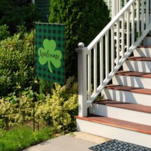 St Patricks Day Garden Flag 12.5x18 Vertical Double Sided Decorative Happy St Patricks Day Shamrock Welcome Garden Flag for Outside Yard Lawn Outdoor St Patricks Day Decoration-L10