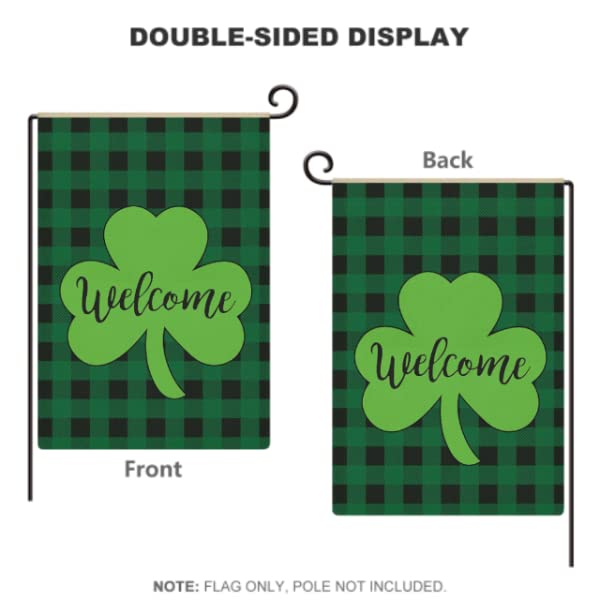 St Patricks Day Garden Flag 12.5x18 Vertical Double Sided Decorative Happy St Patricks Day Shamrock Welcome Garden Flag for Outside Yard Lawn Outdoor St Patricks Day Decoration-L10