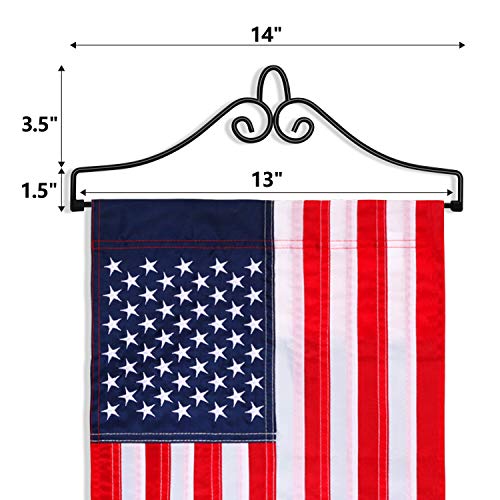 Anley Wrought Iron Garden Flag Hanger - Garden Banner Holder Detached to Use - Rust Resistant & Black Matte Coating(Ideal for Flag/Banner with Width Smaller than 13")