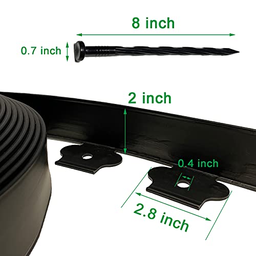 Landscape Edging Kit Black 20 ft Lawn Edging Include 20 Spikes, Plastic Garden Edging Border for Landscaping, Flower Gardens, Lawn (Black-20ft)