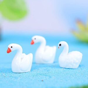 40 Pcs Resin Swan Figurines Procelain Swan Miniature Figurines Fairy Garden Accessories Cake Toppers Decoration Set for Succulent Planter Moss Landscape DIY Terrarium Home Décor