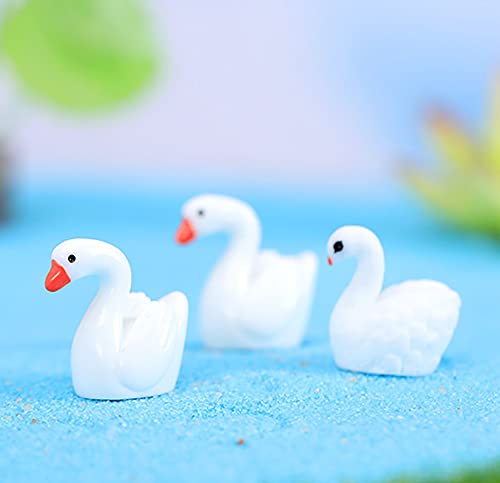 40 Pcs Resin Swan Figurines Procelain Swan Miniature Figurines Fairy Garden Accessories Cake Toppers Decoration Set for Succulent Planter Moss Landscape DIY Terrarium Home Décor