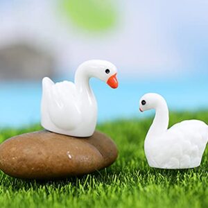 40 Pcs Resin Swan Figurines Procelain Swan Miniature Figurines Fairy Garden Accessories Cake Toppers Decoration Set for Succulent Planter Moss Landscape DIY Terrarium Home Décor