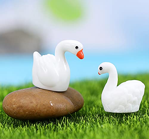 40 Pcs Resin Swan Figurines Procelain Swan Miniature Figurines Fairy Garden Accessories Cake Toppers Decoration Set for Succulent Planter Moss Landscape DIY Terrarium Home Décor