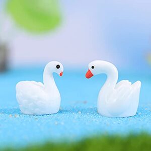 40 Pcs Resin Swan Figurines Procelain Swan Miniature Figurines Fairy Garden Accessories Cake Toppers Decoration Set for Succulent Planter Moss Landscape DIY Terrarium Home Décor