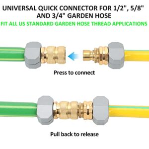 STYDDI Brass Full Flow Garden Hose Quick Release Connect Adaptor Fitting, Full Port Solid Brass Outdoor Water Hose Quick Disconnect Connector Coupler with Male and Female, with 4 Hose Washers - 3 Sets