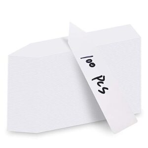 100 pcs garden plant markers labels, 4 inches plastic waterproof nursery plant tags for outdoor flower vegetables seedlings potted herb sign, white