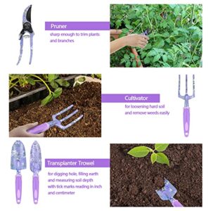 EAONE 43Pcs Garden Tools Set with Basket, Floral Gardening Hand Tools, Gardening Gifts for Women and Plant Lovers, Heavy Duty Tools Kit Including Gardener Gloves, Trowel, Weeder Hand Rake and Pruner