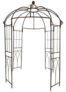 outour french style birdcage shape heavy duty gazebo,9’highx 6‘6″wide,pergola pavilion arch arbor arbour plants stand rack for wedding outdoor garden lawn backyard patio,climbing vines,roses,dark rust