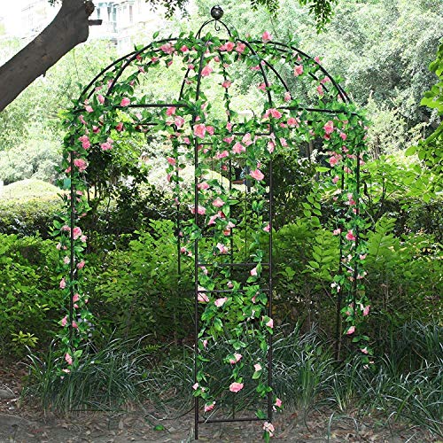OUTOUR French Style Birdcage Shape Heavy Duty Gazebo,9'Highx 6‘6"Wide,Pergola Pavilion Arch Arbor Arbour Plants Stand Rack for Wedding Outdoor Garden Lawn Backyard Patio,Climbing Vines,Roses,Dark Rust