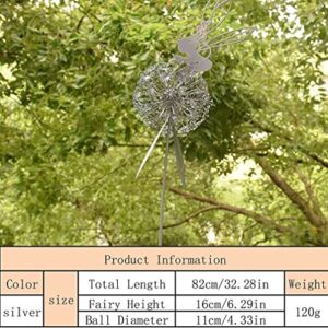 AACXRCR Garden Decoration, Wind Spinners for Yard and Garden, an Artistic Sculpture of A Fairy Dancing with A Dandelion, Art Decorations for Garden Outdoor Yard Lawn Patio(Size:A,Color:Black)