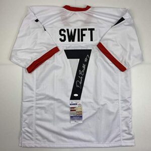 autographed/signed d’andre swift georgia white college football jersey jsa coa