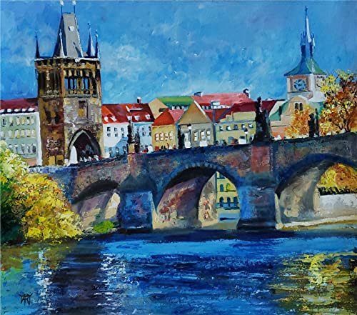 SOLD - A Prague Spring, Charles Bridge Prague by Internationally Renowned Painter Yary Dluhos