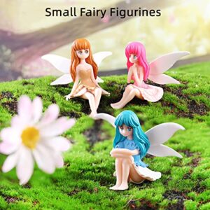 LONCESS Miniature Fairy Garden Accessories, Small Fairy Figurines for Fairy Garden, Flower Pot, Home Decoration, Birthday Cake Topper, Girl Fly Wing Figurines for Car Decor, 4 Pieces