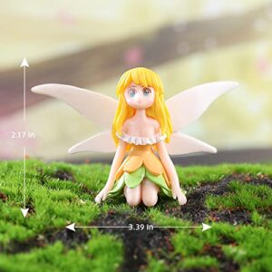 LONCESS Miniature Fairy Garden Accessories, Small Fairy Figurines for Fairy Garden, Flower Pot, Home Decoration, Birthday Cake Topper, Girl Fly Wing Figurines for Car Decor, 4 Pieces