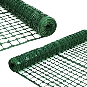 sunnyglade 4 x100 ft outdoor snow fence plastic safety temporary garden netting for poultry,rabbits, chicken, dogs,dark green (green)