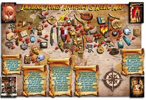 indiana jones artifact and relic map & book, full color plus two free related maps