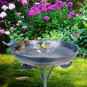 DREAMSOUL Outdoor Garden Bird Bath Metal Bird Baths Cast Iron Birdbath with Metal Stake Tall Bird Bath for Yard Garden Decor