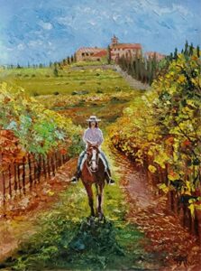 tuscan fields of sangiovese, the wine region italy by internationally renowned painter yary dluhos