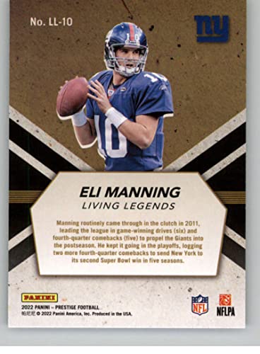 2022 Panini Prestige Living Legends #10 Eli Manning New York Giants NFL Football Trading Card