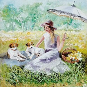 SOLD - The Jack Russells, English Summer Meadow by Internationally Renowned Painter Yary Dluhos