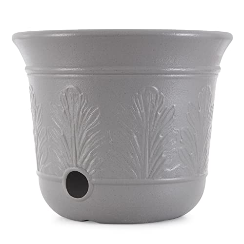 Suncast CPLHPL100 300 Foot Heavy Duty 5 Gallon Decorative Resin Garden Hose Pot for Expandable and Lightweight Hoses, Gray