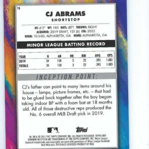 CJ C.J. ABRAMS 2021 Bowman Inception #18 Rookie Card RC San Diego Padres Baseball