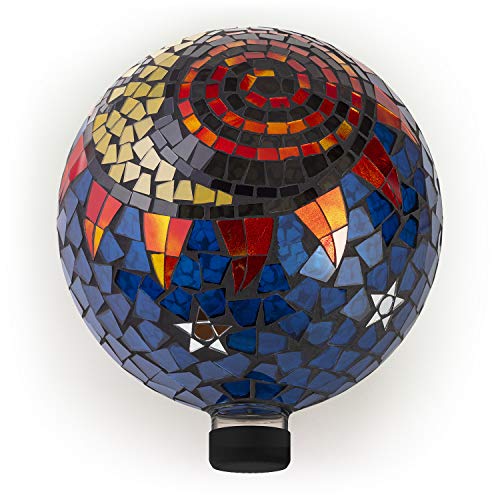 Alpine Corporation HGY120 Mosaic Sun and Moon Gazing Globe, 12 Inch Tall, Multi-Color