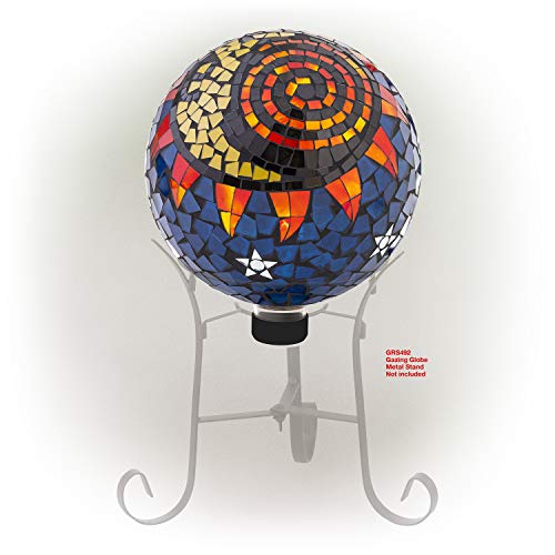 Alpine Corporation HGY120 Mosaic Sun and Moon Gazing Globe, 12 Inch Tall, Multi-Color