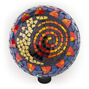Alpine Corporation HGY120 Mosaic Sun and Moon Gazing Globe, 12 Inch Tall, Multi-Color