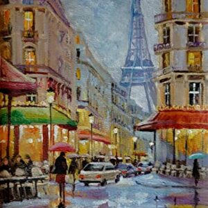 SOLD - Paris Rain, The City of Love by Internationally Renowned Painter Yary Dluhos