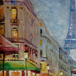 SOLD - Paris Rain, The City of Love by Internationally Renowned Painter Yary Dluhos