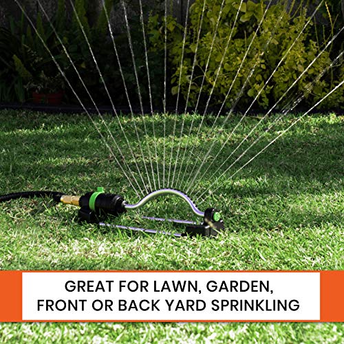 Flexi Hose 17-Hole Oscillating Sprinkler - Metal Sprinkler Covers Up to 2,960 Sq. Ft. - Even Watering Coverage with No Puddling via 17 Nozzles - Great for Lawn, Garden, Front or Back Yard Sprinkling