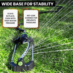 Flexi Hose 17-Hole Oscillating Sprinkler - Metal Sprinkler Covers Up to 2,960 Sq. Ft. - Even Watering Coverage with No Puddling via 17 Nozzles - Great for Lawn, Garden, Front or Back Yard Sprinkling