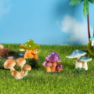 X Hot Popcorn 9PCS Colorful Mini Mushroom Figurines Mushroom Resin Figures Fairy Garden Miniature Moss Landscape Model for Garden Ornaments Plant Pots Bonsai Crafts