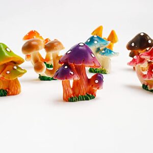 X Hot Popcorn 9PCS Colorful Mini Mushroom Figurines Mushroom Resin Figures Fairy Garden Miniature Moss Landscape Model for Garden Ornaments Plant Pots Bonsai Crafts