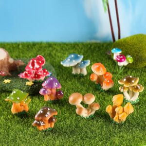X Hot Popcorn 9PCS Colorful Mini Mushroom Figurines Mushroom Resin Figures Fairy Garden Miniature Moss Landscape Model for Garden Ornaments Plant Pots Bonsai Crafts