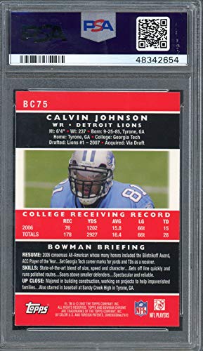 Calvin Johnson 2007 Bowman Chrome Football Rookie Card RC #BC75 Graded PSA 9 MINT