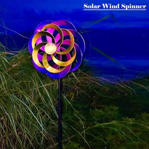 Fawgold 57 Inch Solar Wind Spinners with Metal Garden Stake, Outdoor Wind Catcher with Solar Powered Glass Ball for Yard Patio Lawn Garden Decorations