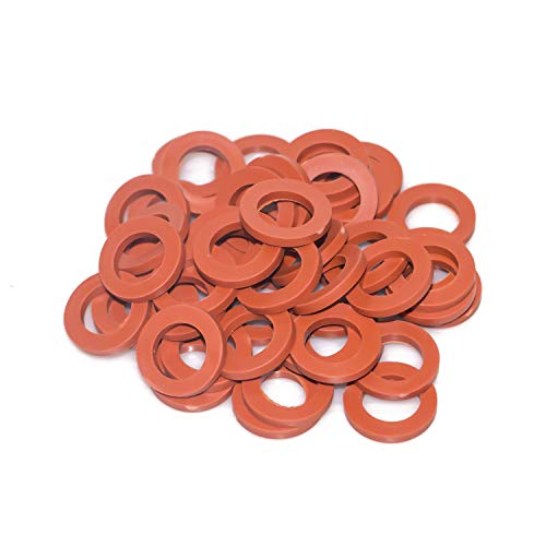 Hourleey Garden Hose Washer Rubber, Heavy Duty Red Rubber Washer Fit All Standard 3/4 Inch Garden Hose Fittings, 50 Packs