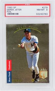 derek jeter (new york yankees) 1993 sp foil baseball rc rookie card #279 (psa 8 nm-mt) (k)