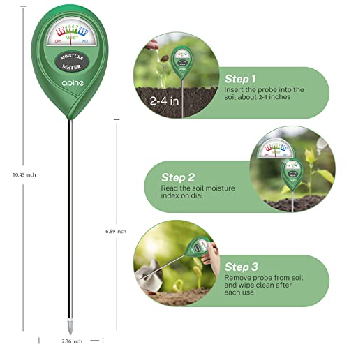 apine Soil Moisture Meter, Plants Moisture Meter, Plant Water Meter for Indoor/Outdoor Plants， Hydrometer for Plants（Green）