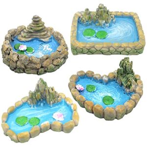 trasfit 4 pieces fairy garden miniature pond ornaments accessories for miniature garden accessories, home micro landscape decoration