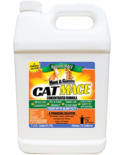 Nature's MACE Cat Repellent 1 Gal Concentrate/Treats 48,000 Sq. Ft. / Keep Cat Out of Your Lawn and Garden/Train Your Cat to Stay Out of Bushes/Safe to use Around Children & Plants