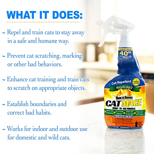 Nature's MACE Cat Repellent 1 Gal Concentrate/Treats 48,000 Sq. Ft. / Keep Cat Out of Your Lawn and Garden/Train Your Cat to Stay Out of Bushes/Safe to use Around Children & Plants