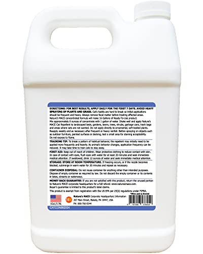 Nature's MACE Cat Repellent 1 Gal Concentrate/Treats 48,000 Sq. Ft. / Keep Cat Out of Your Lawn and Garden/Train Your Cat to Stay Out of Bushes/Safe to use Around Children & Plants