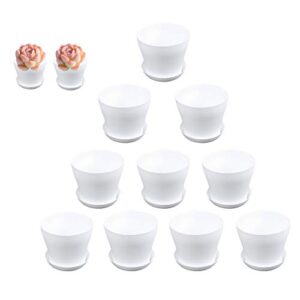 12 Pack 3.7Inch White Plastic Nursery Pots,Flower Plant Nursery Pot,Cylinder Garden Plant Pots with Drainage and Saucer for Indoor Outdoor Garden Office Decor