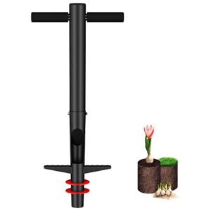 lilyvane bulb planter tool for lawn and garden,heavy duty steel gardening bulb planter weeding tools for digging hoes soil sampler transplanting sod plugger flower bulb garden planting tool