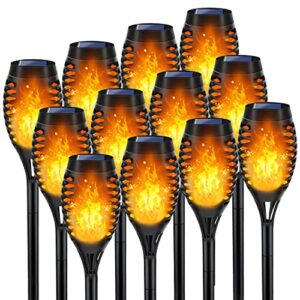lnryy outside solar lights, 12pack led torch lights for garden decor, solar powered outdoor lights for patio, luces solares para exteriores, outdoor decorations for patio yard porch outdoor lighting